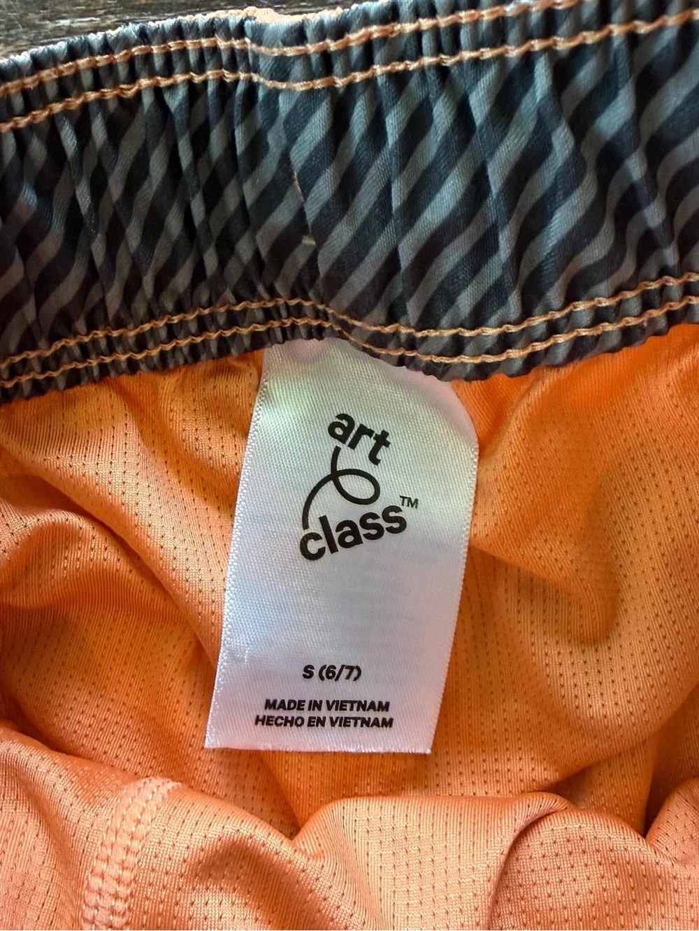 art class Peach Swim Trunks with Drawstring and Wave Patch boys size 6/7